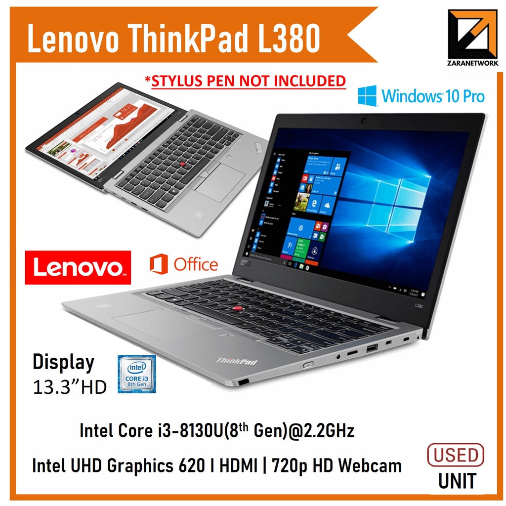 LENOVO THINKPAD L380 i3-8130U (8TH GEN) 13.3HD SCREEN DISPLAY – Zaranet.my