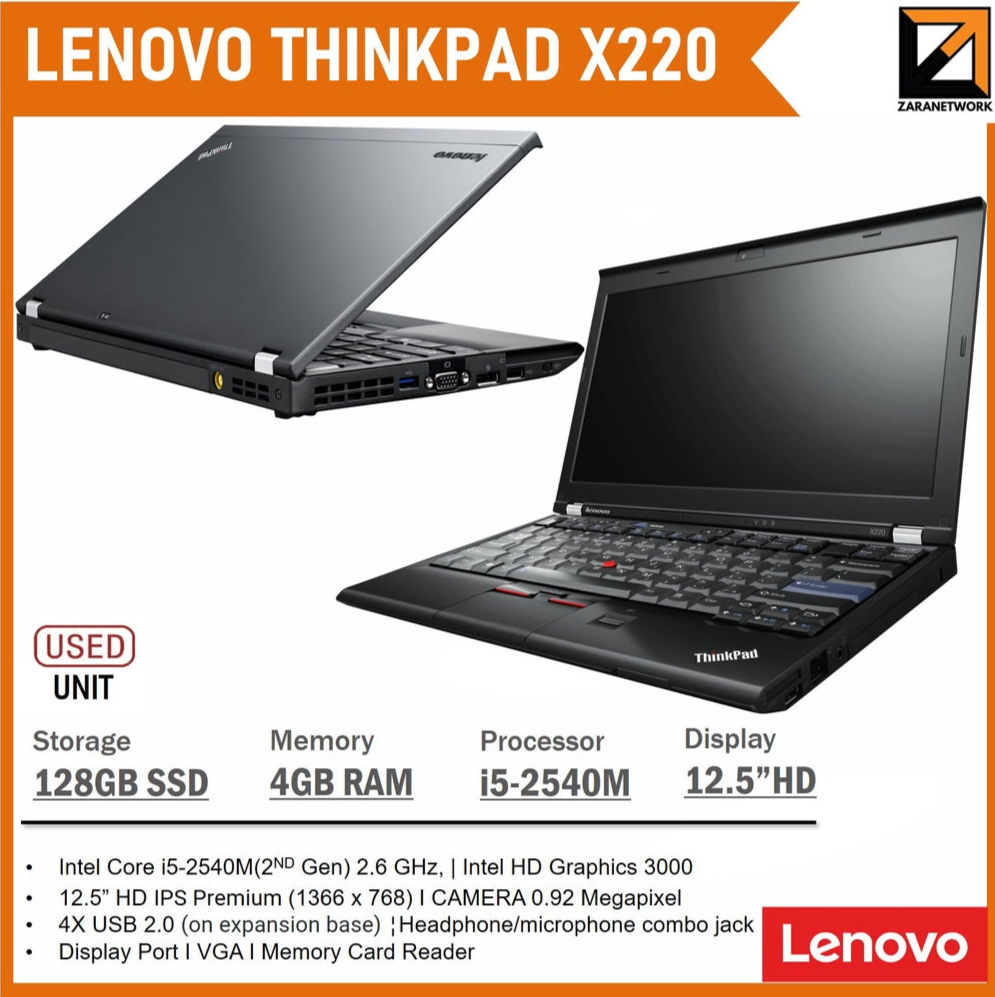 LENOVO THINKPAD X220 CORE i5-2540M 12.5HD SCREEN DISPLAY