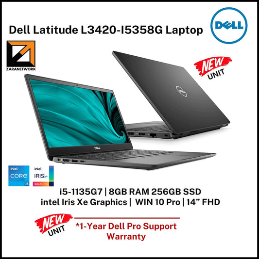 Dell Latitude L3420 14" FHD Core i5-1135G7 intel Iris Xe NEW UNIT CORE i5-1135G7(11TH GEN)