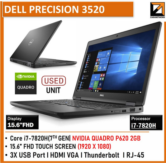Dell Precision 3520 15.6" FHD CORE i7-7TH GEN WIN 11 PRO UPTO 1TB SSD