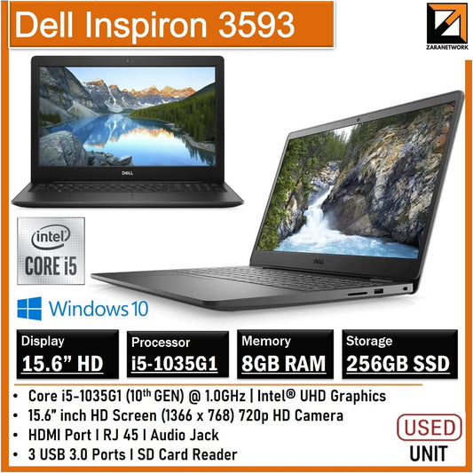 DELL INSPIRON 3593 CORE i5-1035G1(10TH GEN) UPTO 8GB RAM
