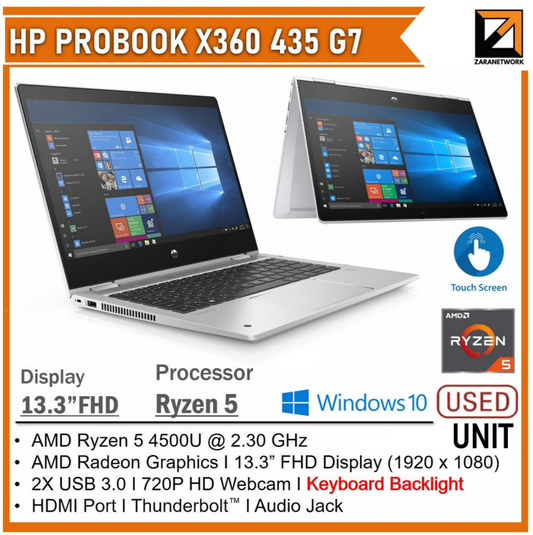 HP PROBOOK X360 435 G7  (RYZEN 5) 13.3 FHD DISPLAY