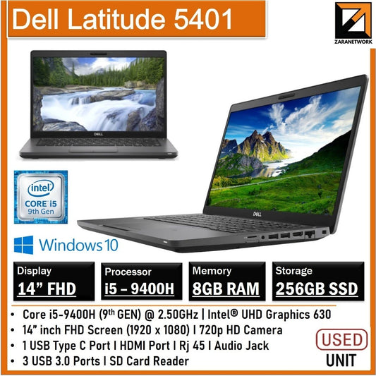 DELL LATITUDE 5401 CORE i5-9400H(9TH GEN) 8GB RAM/256GB SSD 14''FHD