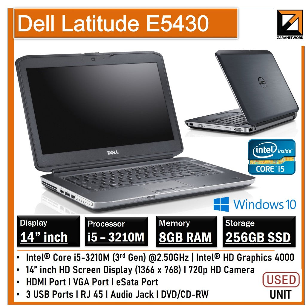 DELL LATITUDE E5430 CORE i5-3320M UPTO 8GB RAM 256GB SSD