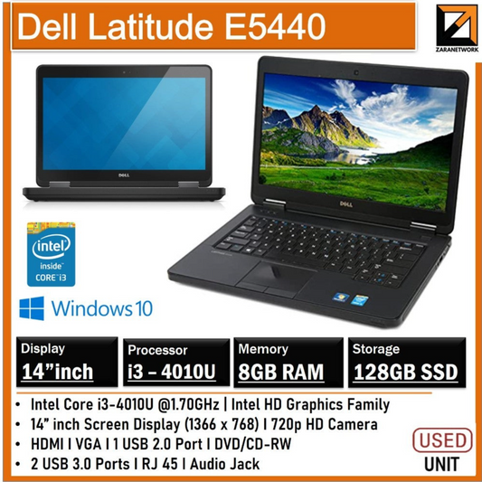 DELL LATITUDE  E5440  i3-4010U(4TH GEN)8GB RAM|128GB SSD