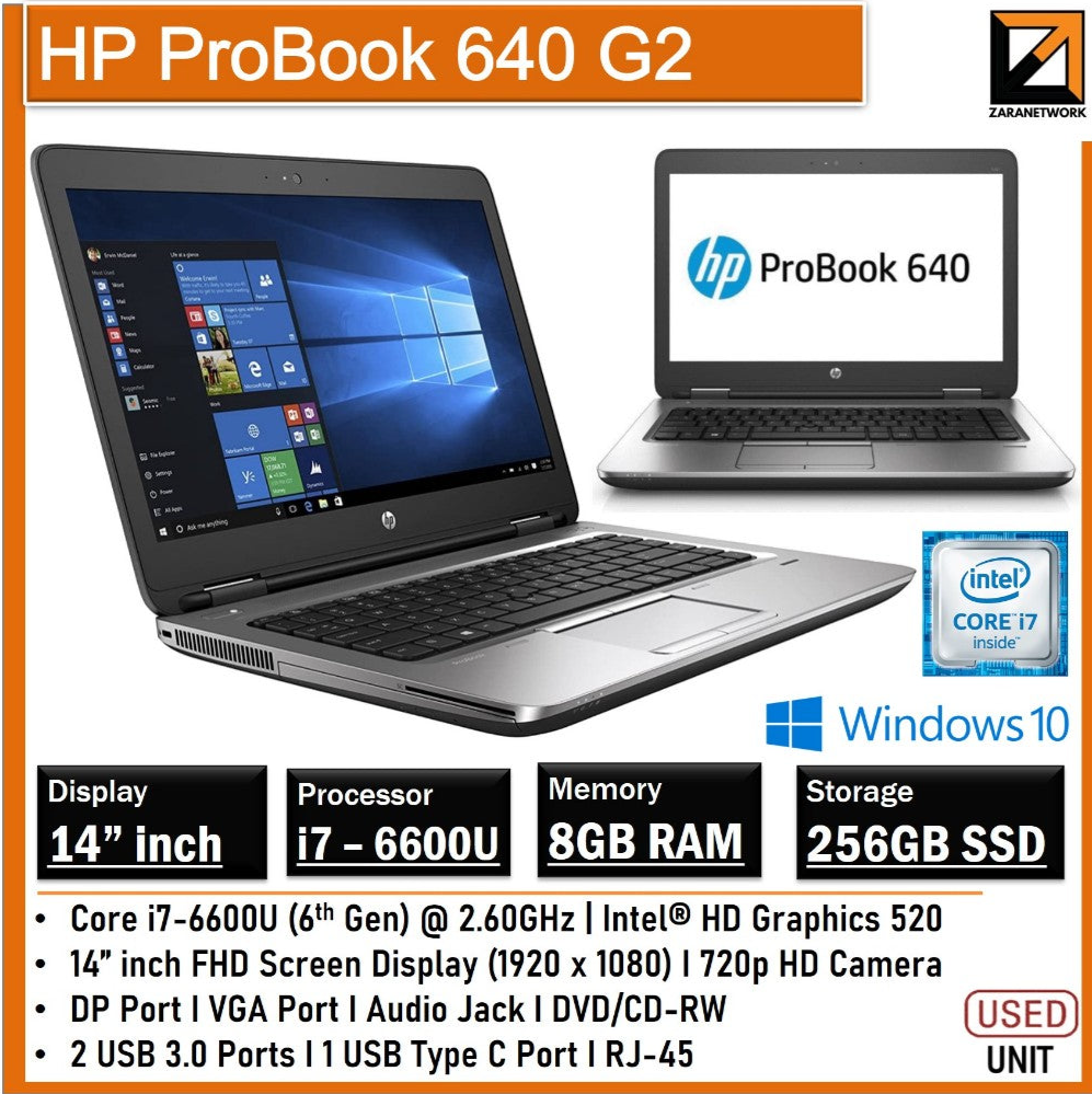 HP PROBOOK 640 G2  i7-6600U (6TH GEN)14 INCH FHD SCREEN DISPLAY