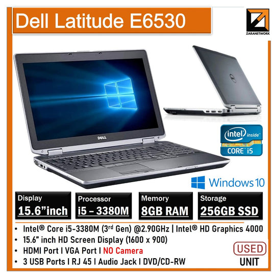 DELL LATITUDE E6530 i5-3380M(3RD GEN) 256GB SSD/8GB RAM