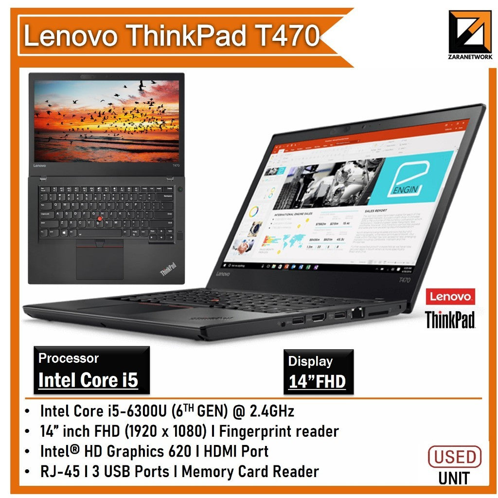 LENOVO THINKPAD T470 CORE i5-7th GEN 14 FHD SCREEN DISPLAY