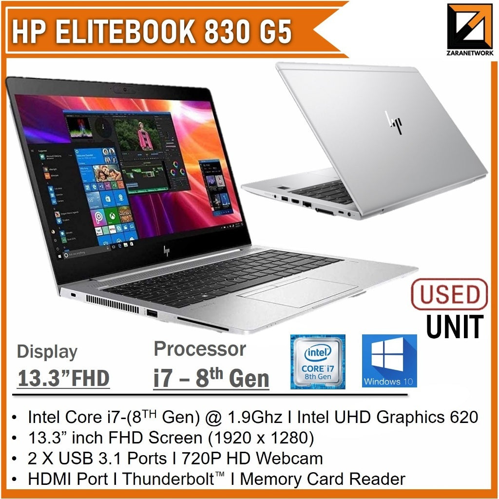 HP ELITEBOOK 830 G5  CORE  i7-8th GEN 13.3 FHD SCREEN DISPLAY