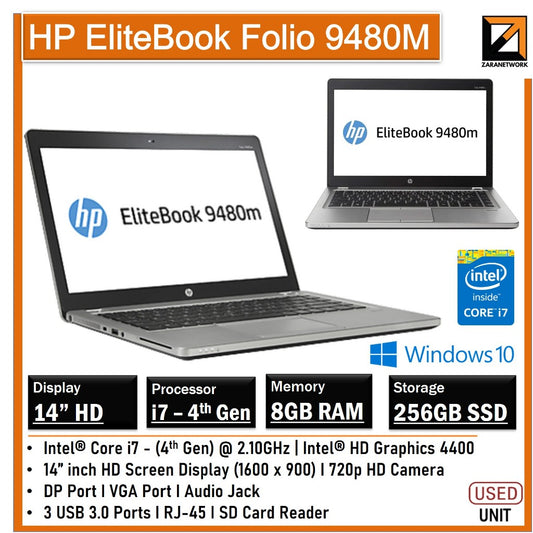 HP ELITEBOOK FOLIO 9480M  i7-4th GEN 14 INCH HD SCREEN DISPLAY