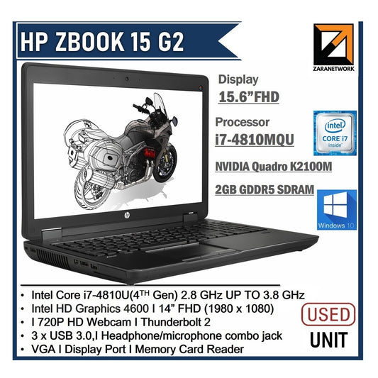 HP ZBOOK 15 G2 CORE  i7-4810MQU 14 FHD DISPLAY