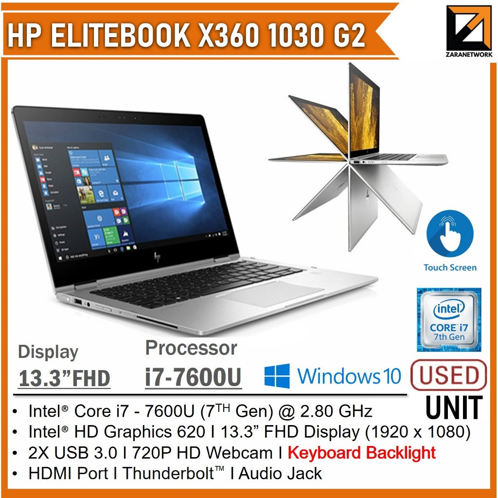 HP ELITEBOOK X360 1030 G2  i7-7600 (7th GEN)13.3 FHD DISPLAY 8GB RAM UPTO 1TB SSD WINDOW 10