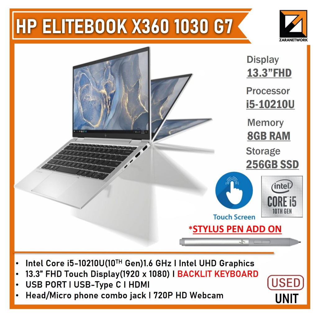 HP ELITEBOOK X360 1030 G7  i5-10210U (10TH GEN)13.3 FHD TOUCHSCREEN