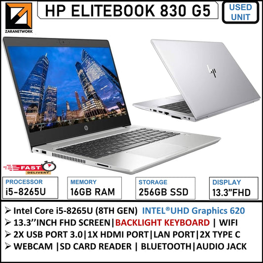 HP ELITEBOOK 830 G5 CORE i5-8265U (8TH GEN) 13.3 FHD SCREEN DISPLAY 16GB RAM /256GB SSD