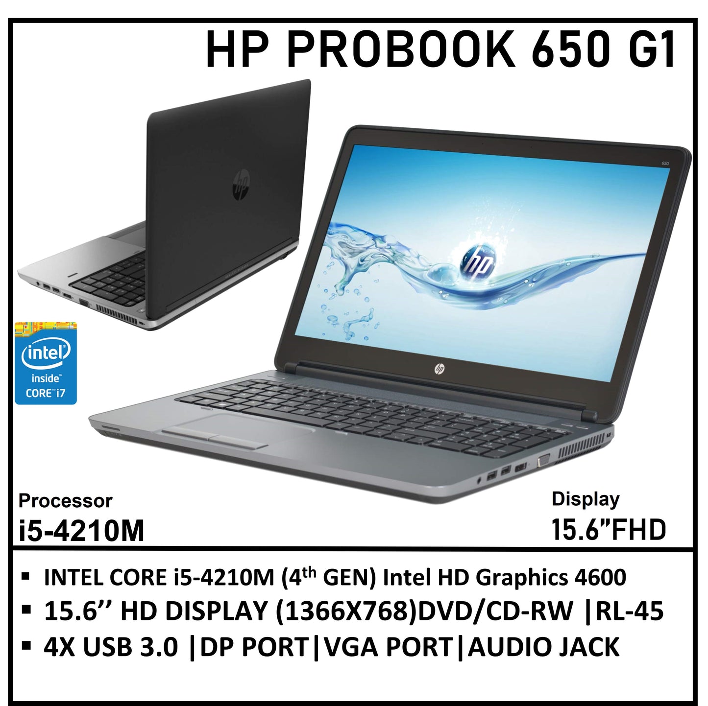 HP ProBook 650 G1  i7-4600M (4TH GEN)15.6 HD DISPLAY