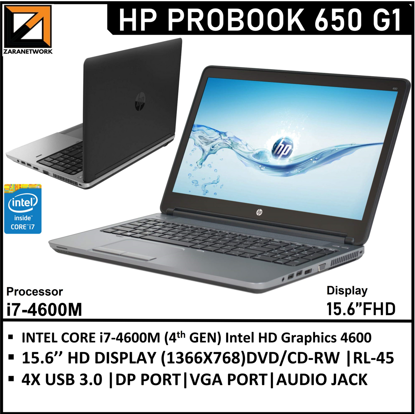 HP ProBook 650 G1  i7-4600M (4TH GEN)15.6 HD DISPLAY