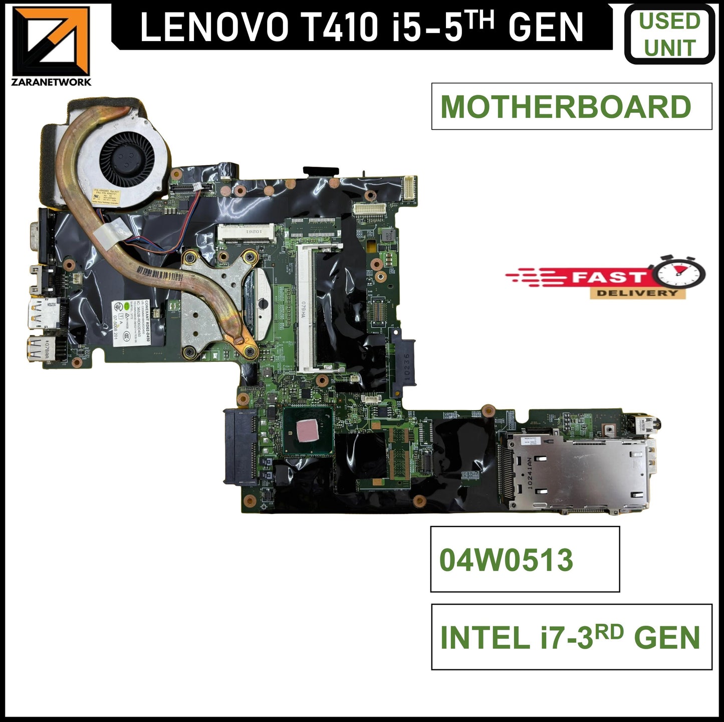 LENOVO MOTHERBOARD FOR THINKPAD T410 CORE i5-5TH GEN