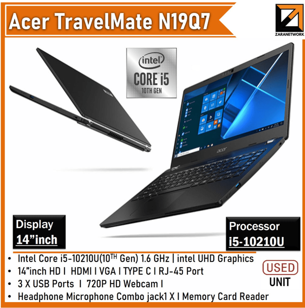 ACER TRAVELMATE N19Q7 Intel Core(i5 10th GEN) Upto 32GB RAM 1TB SSD WINDOWS 11 - My Store