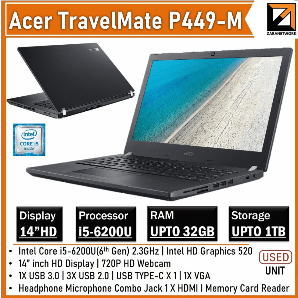 ACER TRAVELMATE P449 - M CORE i5 - 6200U(6TH GEN) 14 HD DISPLAY - My Store