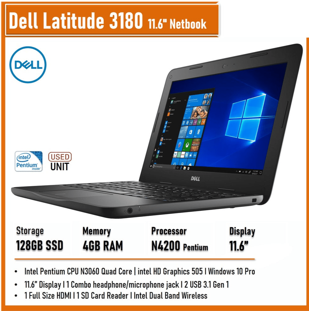 DELL LATITUDE 3180 11.6''NOTEBOOK 4GB RAM/128GB SSD,11.6''DISPLAY - My Store