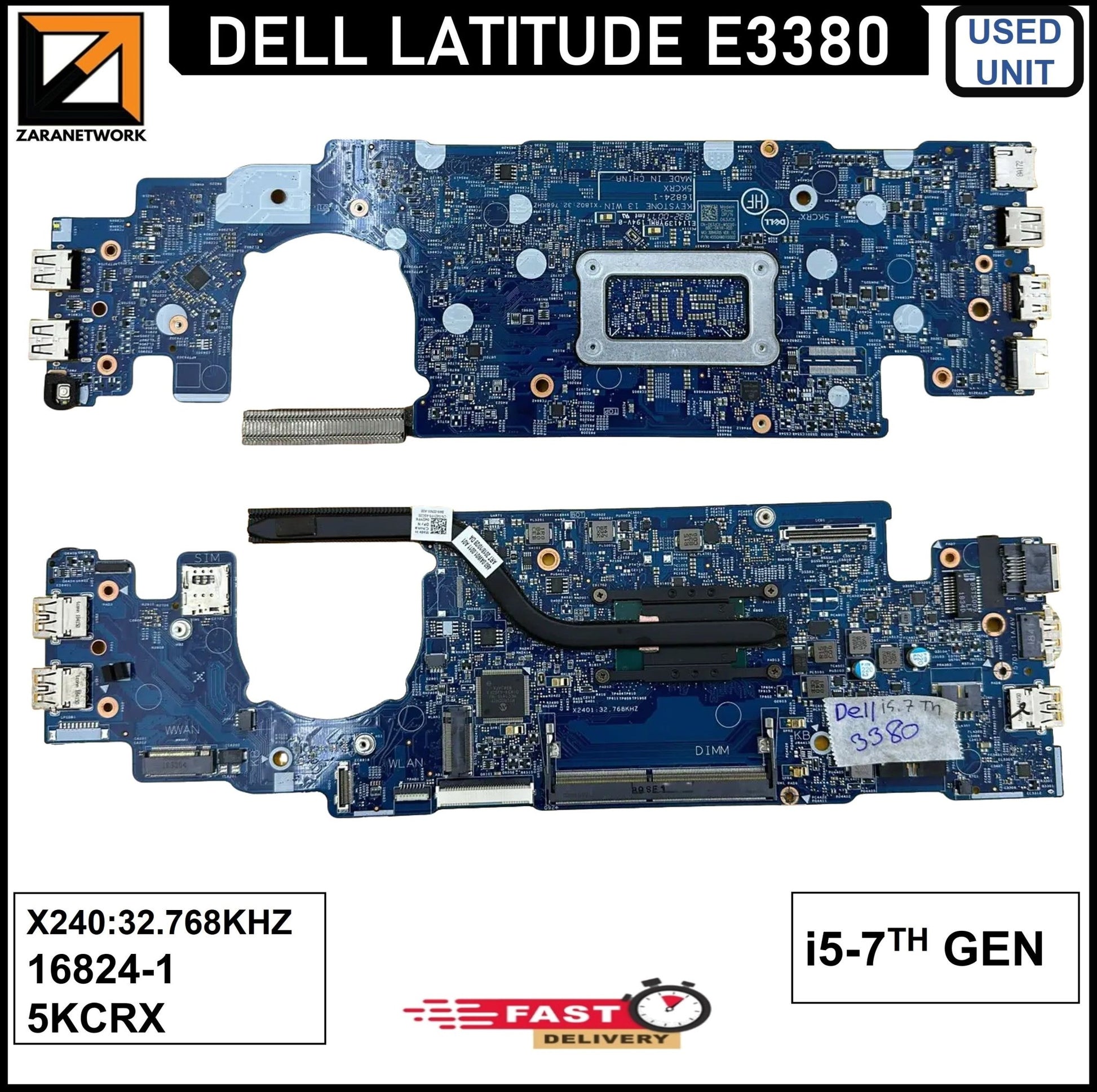 DELL LATITUDE 3380 E3380 MOTHERBOARD i5 - 7TH GEN 16824 - 1 5KCRX X2401:32.768KHZ - My Store