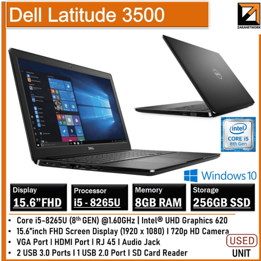 DELL LATITUDE 3500 CORE i5 - 8265U 8GB RAM/256GB SSD - My Store