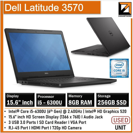 DELL LATITUDE 3570 CORE i5 - 6300U GAMING LAPTOP 8GBRAM/256GB SSD - My Store