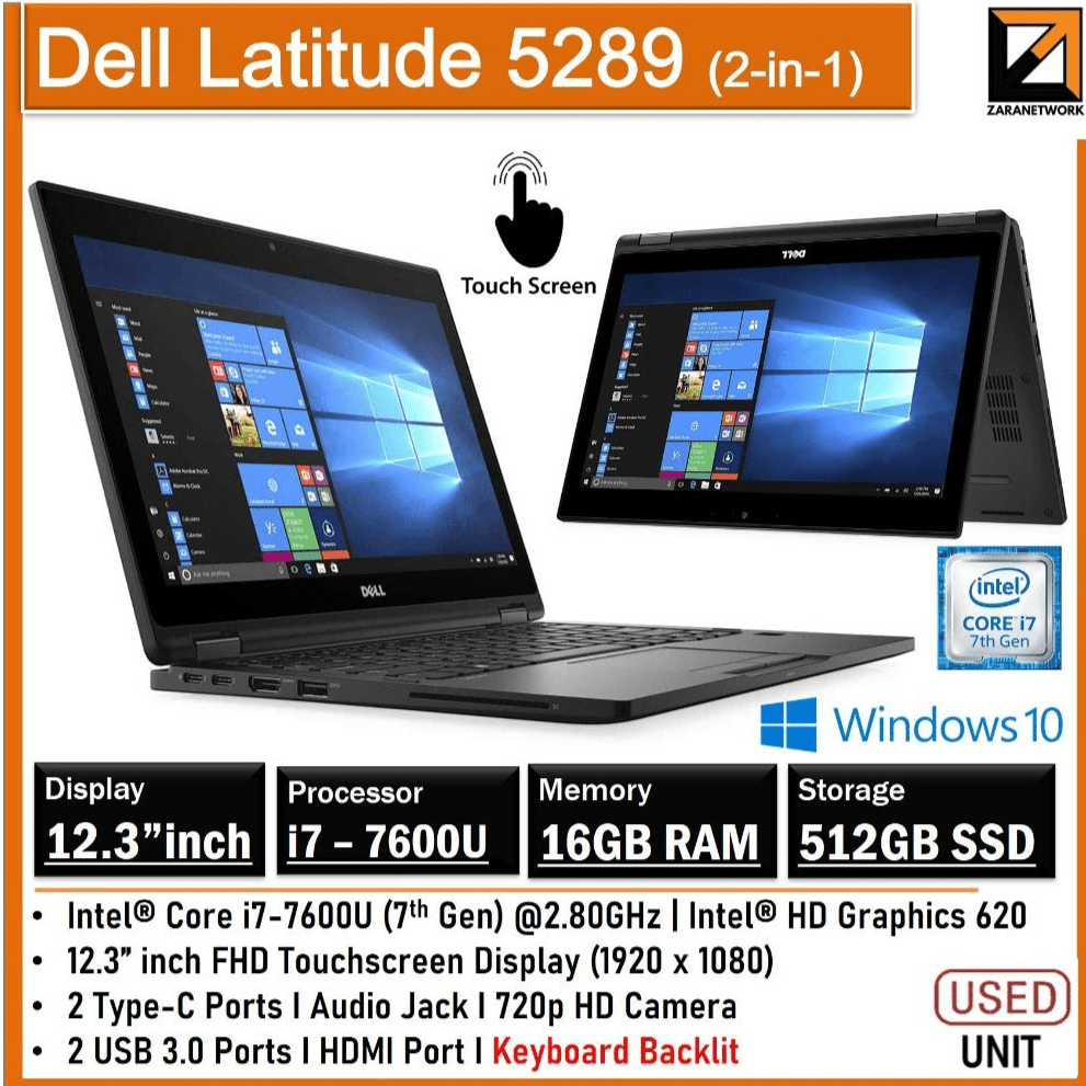 DELL LATITUDE 5289 (2 - IN 1) CORE i7 - 7600U UPTO 16GB RAM ,12.3 INCH - My Store