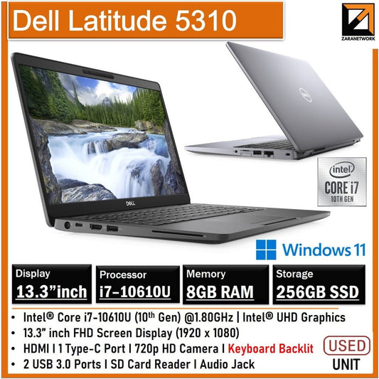 DELL LATITUDE 5310 CORE i7 - 10610U(10TH GEN) 15.6 FHD SCREEN 16GB RAM/512GB SSD WINDOWS 10/11 - My Store