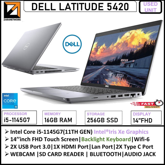 DELL LATITUDE 5420 intel i5 11th gen, 256, 16gb, touchscreen, 14 , webcam, Bluetooth, windows 10 pro - My Store