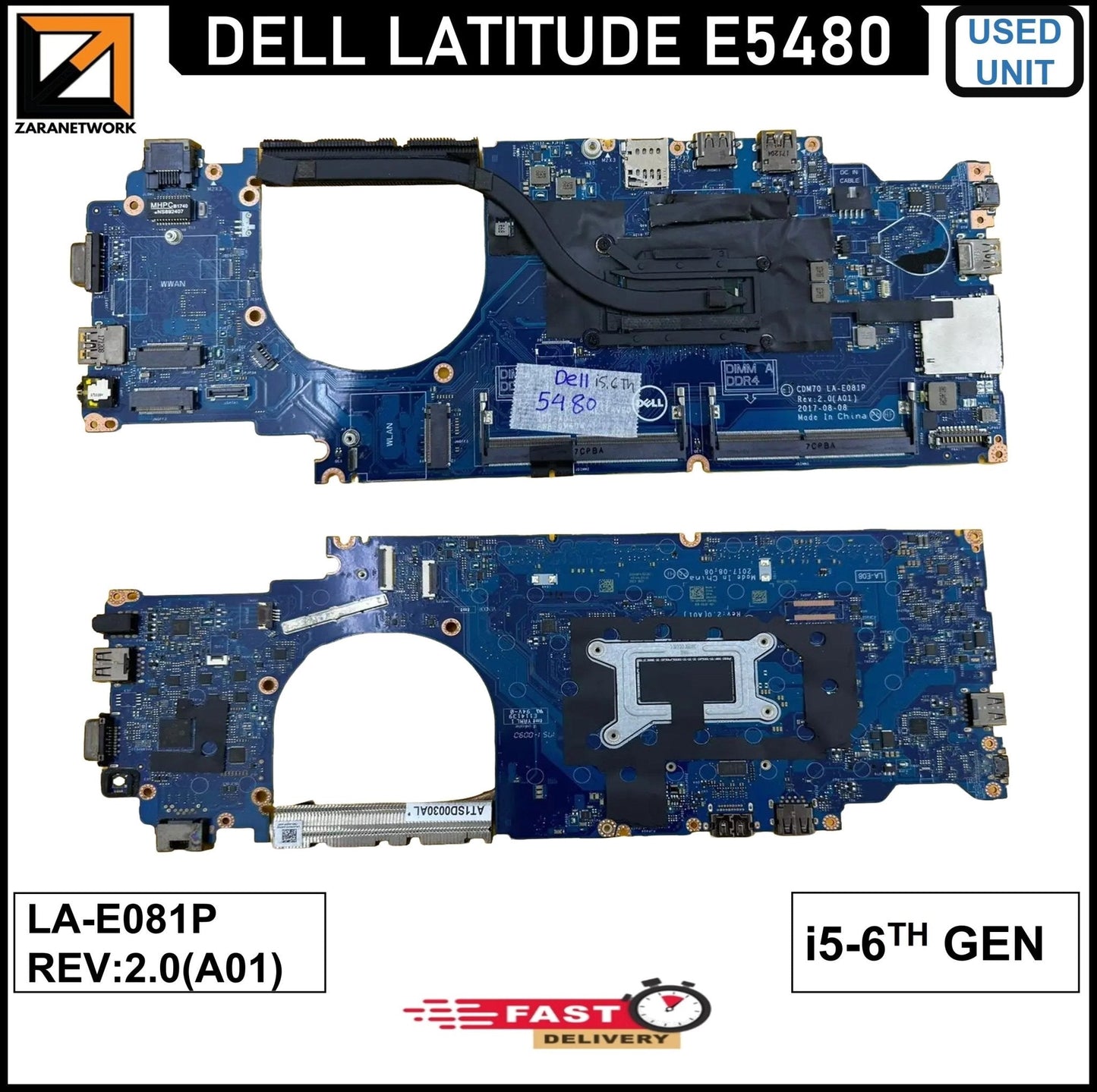 DELL Latitude 5480 E5480 Motherboard i5 - 6TH GEN CDM70 LA - E081P REV:2.0 (A01) - My Store