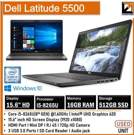 DELL LATITUDE 5500 CORE i5 - 8265U 15.6 HD SCREEN UPTO 16GB RAM - My Store