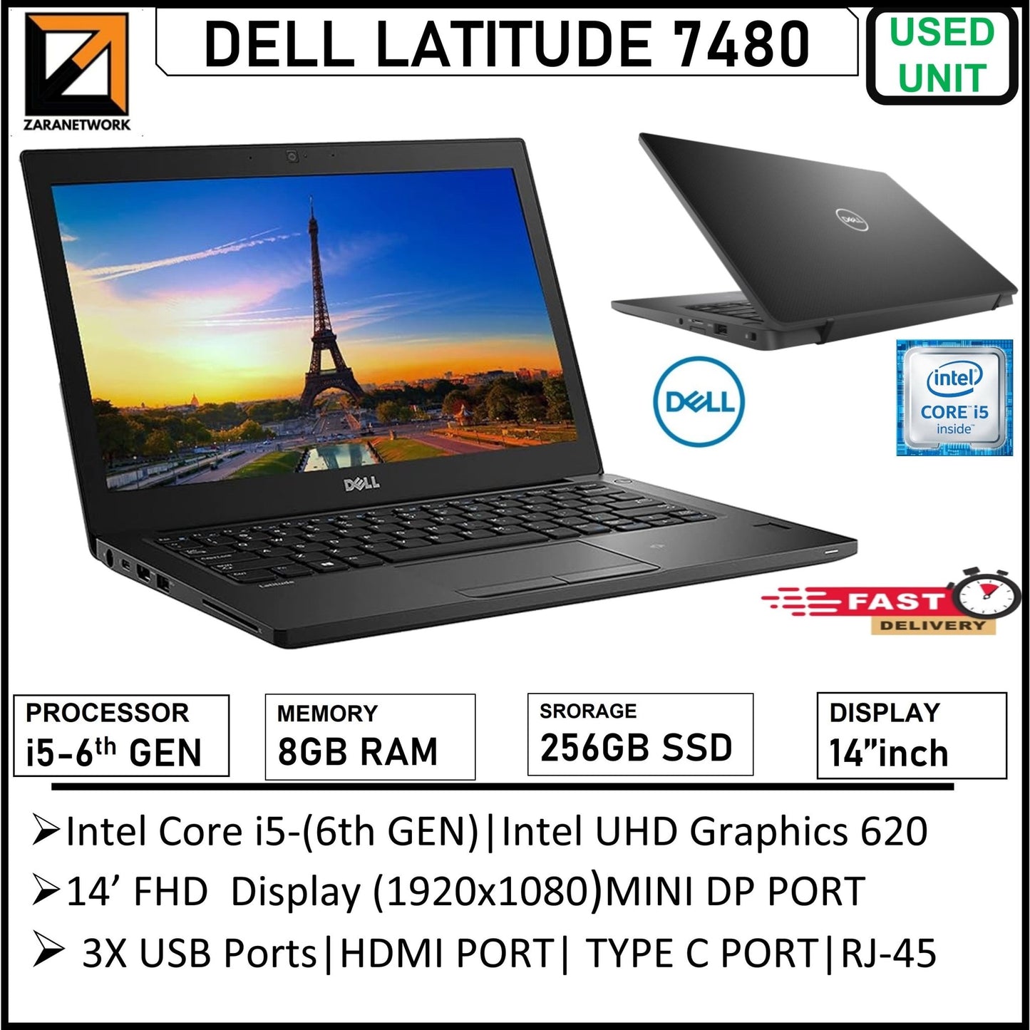 DELL LATITUDE 7480 i7&i5 GEN 8GB RAM/256GB SSD - My Store