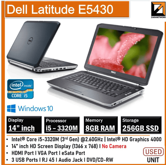 DELL LATITUDE E5430 CORE i5 - 3320M UPTO 8GB RAM 256GB SSD - My Store