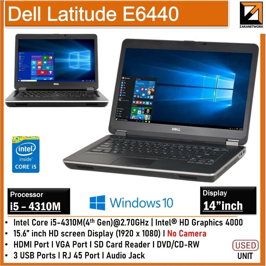 DELL LATITUDE E6440 CORE i5 - 4th GEN 14 INCH SCREEN UPTO 16GB RAM - My Store