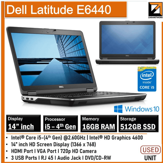 DELL LATITUDE E6440 CORE i5 - 4th GEN 14 INCH SCREEN UPTO 16GB RAM - My Store