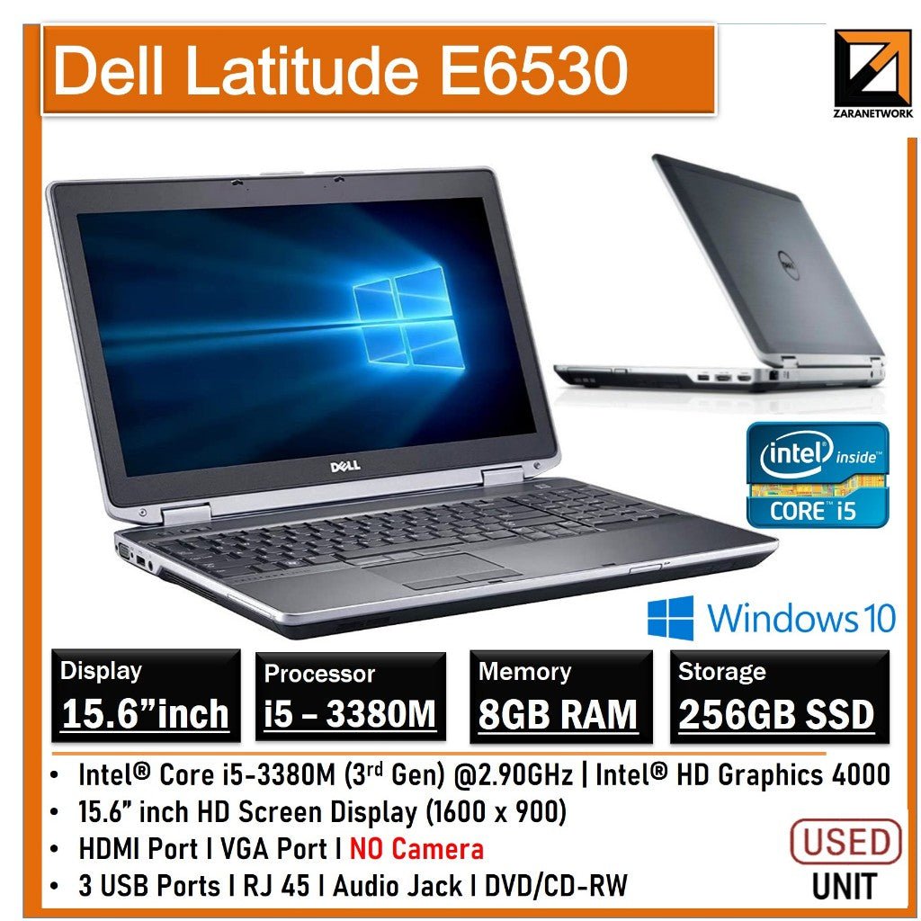 DELL LATITUDE E6530 i5 - 3380M(3RD GEN) 256GB SSD/8GB RAM - My Store