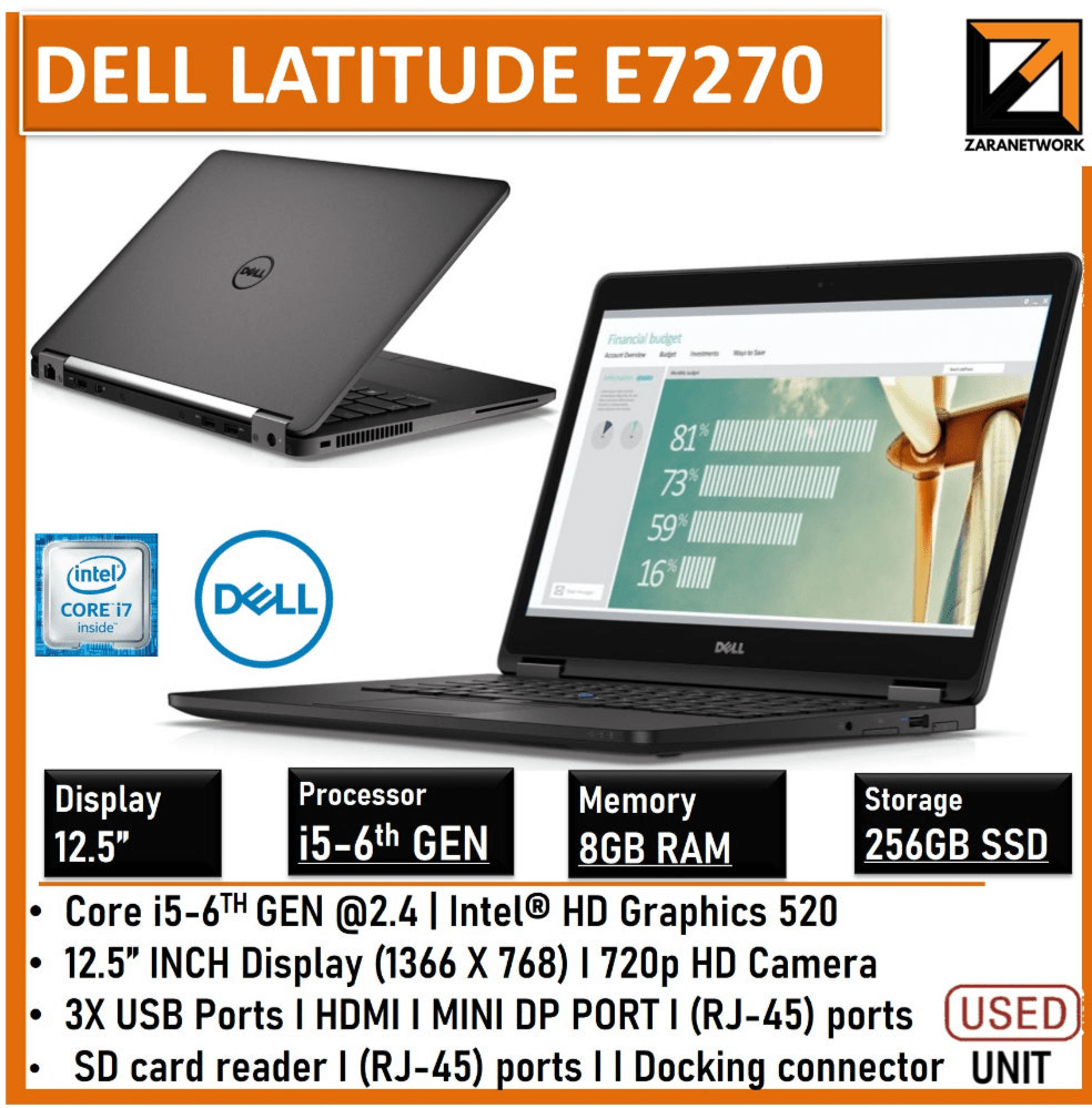 DELL LATITUDE E7270 CORE i5 - 6TH GEN 12.5''DISPLAY UPTO GB RAM - My Store