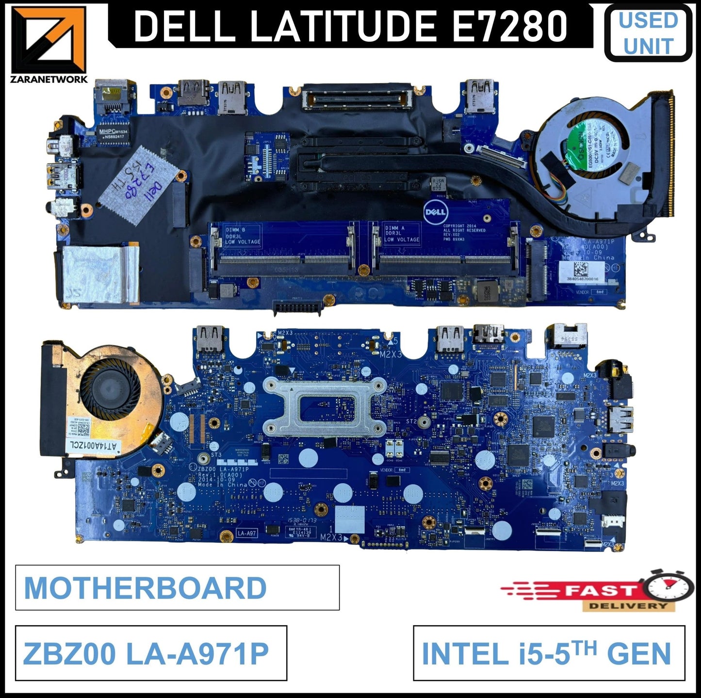 DELL LATITUDE E7280 MOTHERBOARD ZBZ00 LA - A971P i5 - 5th GEN REV:1 (A00) - My Store