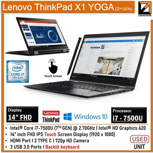 X1 YOGA GEN2 i7-7GEN 14INCH FHD TOUCHSCREEN UPTO 1TB SSD WINDOW 10 PRO