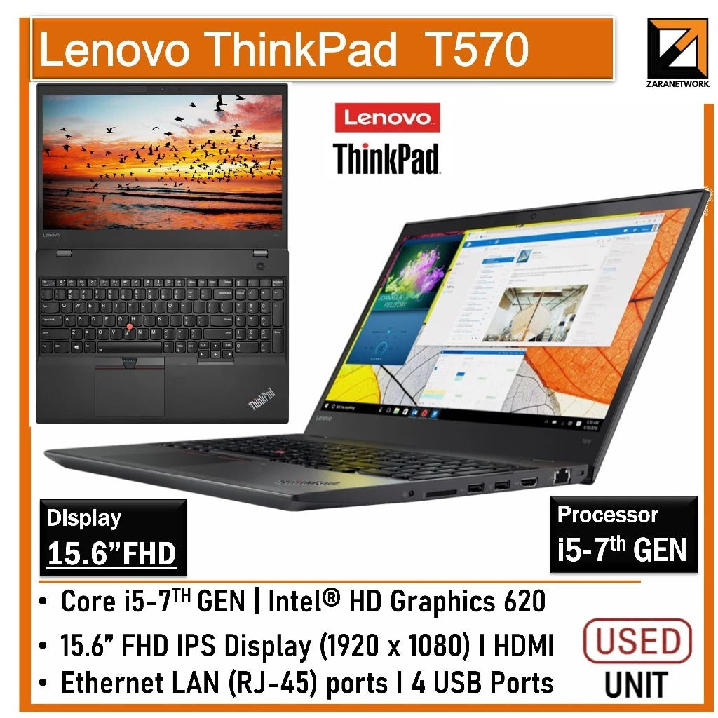 LENOVO THINKPAD T570 i5-7GEN 15.6 FHD DISPLAY UPTO 1TB SSD WINDOW 10PRO