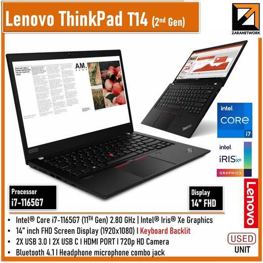 LENOVO THINKPAD T14 i7-11GEN 14 FHD DISPLAY UPTO 1TB SSD BACKLIGHT KEYBOARD WINDOW 11PRO