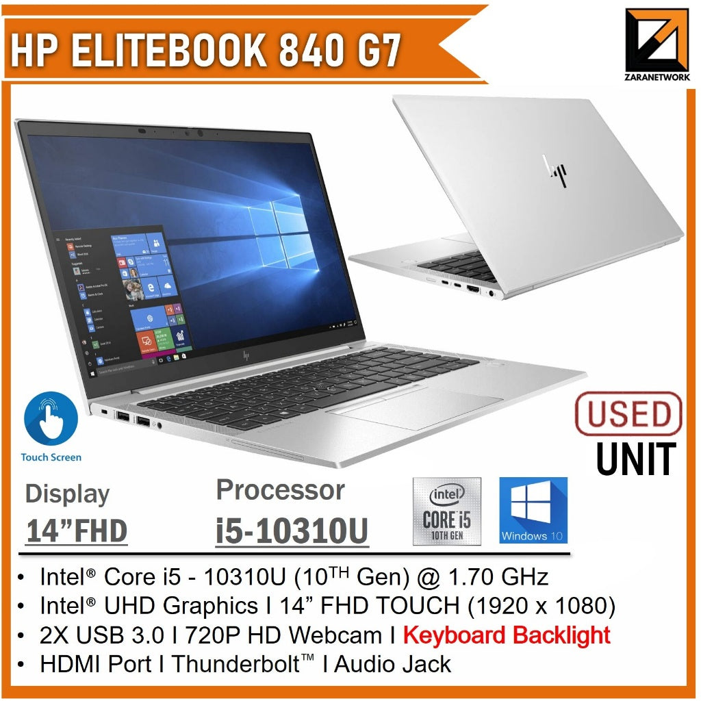 HP ELITEBOOK 840 G7  i5-10310U (10TH GEN) 14 FHD TOUCHSCREEN 16GB RAM/256GB SSD