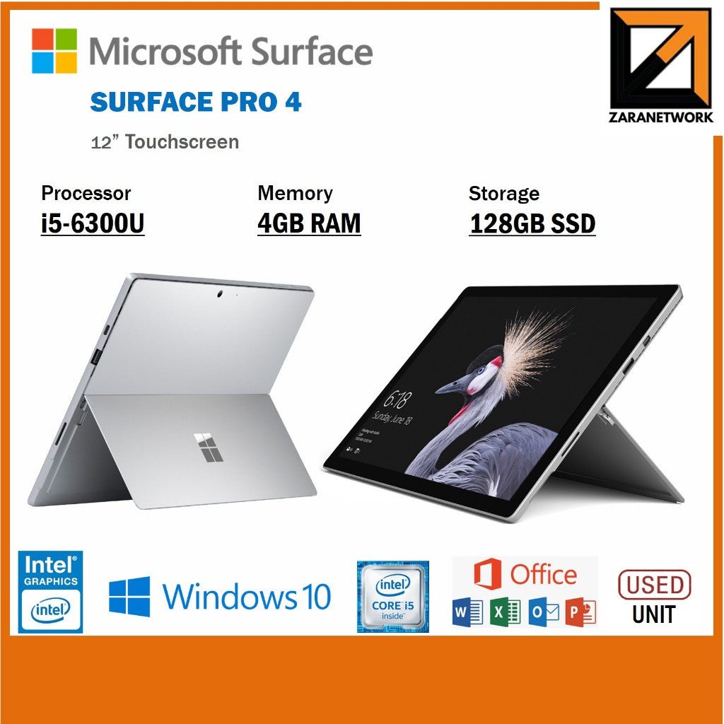 MICROSOFT SURFACE PRO 4 CORE i7-6th GEN 12''TOUCHSCREEN – Zaranet.my