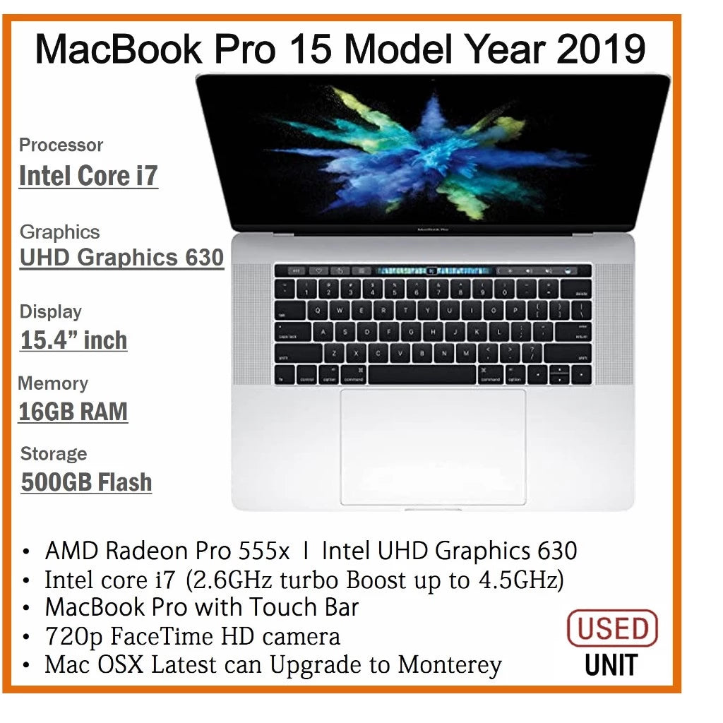 APPLE MACBOOK PRO 15/13 i7/i9/i5 2019 MODEL YEAR UPTO 16GB RAM 1TB SSD 13.3 RETINA DISPLAY