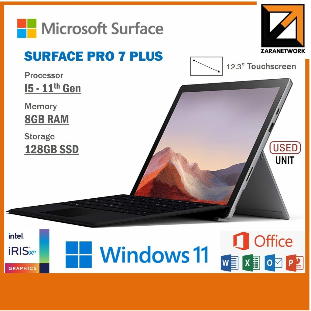 MICROSOFT SURFACE PRO 7 PLUS CORE i7,i5-11TH GEN 12.3'' TOUCHSCREEN