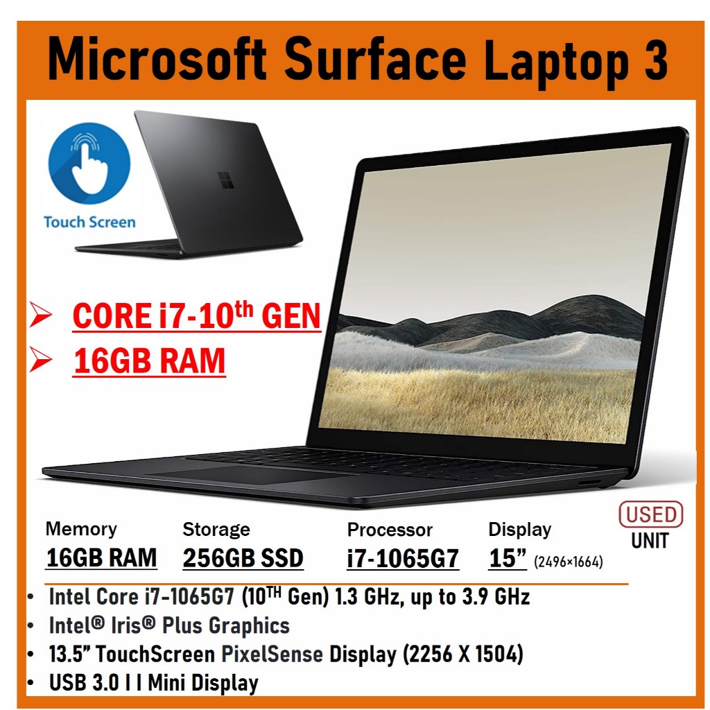 MICROSOFT SURFACE LAPTOP 3 CORE i7-10TH GEN 13.5 TOUCHSCREEN