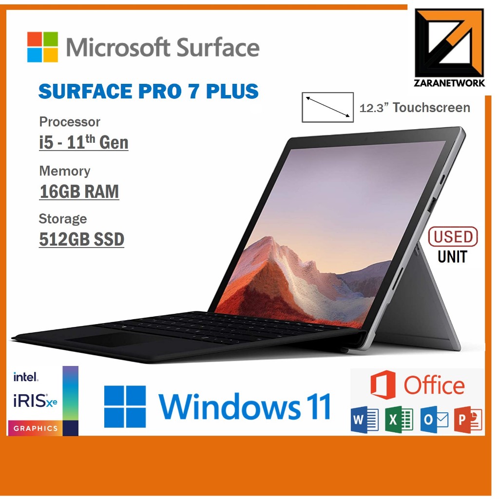 MICROSOFT SURFACE PRO 7 PLUS CORE i7,i5-11TH GEN 12.3'' TOUCHSCREEN