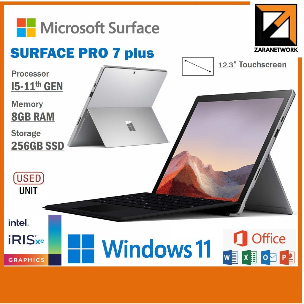 MICROSOFT SURFACE PRO 7 PLUS CORE i7,i5-11TH GEN 12.3'' TOUCHSCREEN