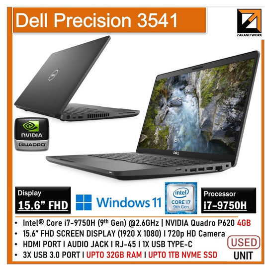 DELL PRECISION 3541 CORE i7-9750H(9TH GEN)GAMING LAPTOP 15.6 INCH FHD SCREEN WINDOWS 10/11PRO